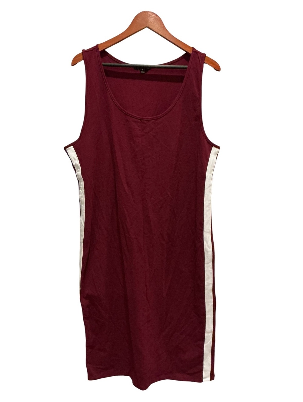 Ambiance Women's Burgundy Sleeveless Dress with White Side P